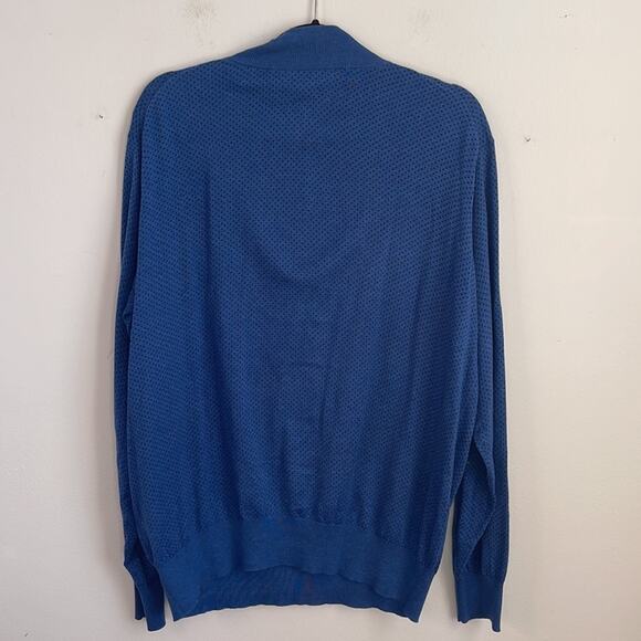 Peter Millar Crown Soft cotton silk blend mock neck  polka dot 1/4  zip sweater - Picture 7 of 7